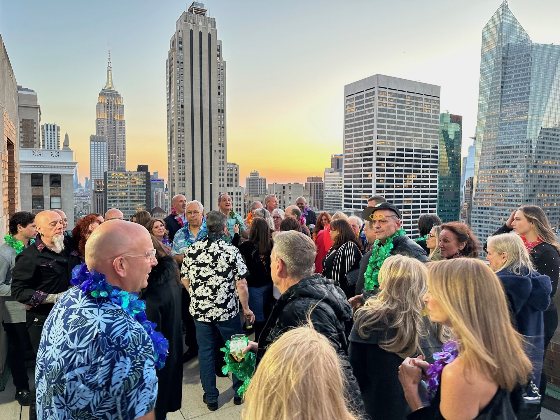 Rooftop gatherings above Fifth Avenue.